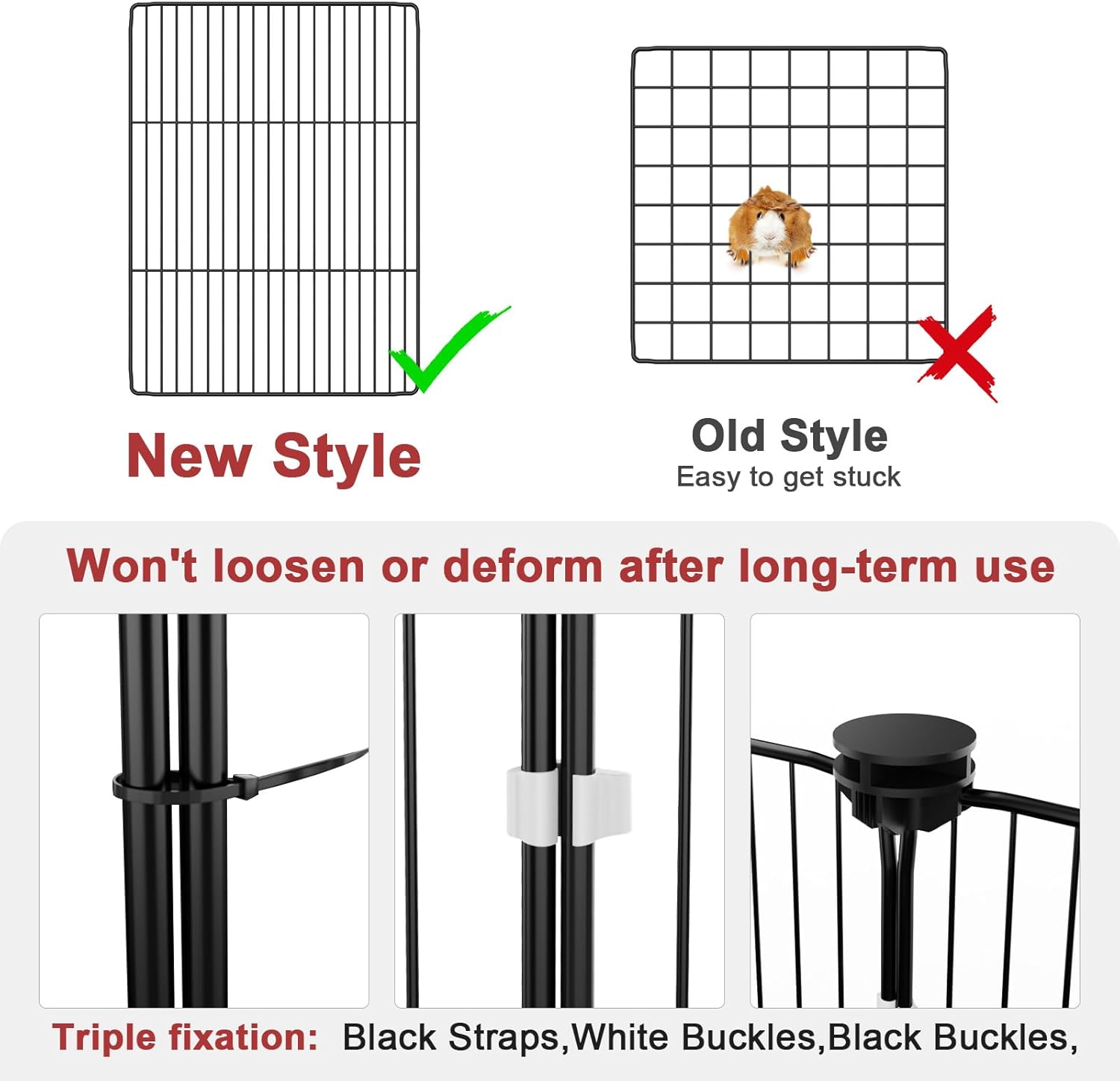 Tresbro Guinea Pig Playpen with 14 Panels & Divided Room, Triple Fixing Measures Small Animal Cage with Waterproof PVC Liner & One-Motion Hooks, Rabbit, Bunny, C&C Grids Cage 48 x 24 x 16 Inches