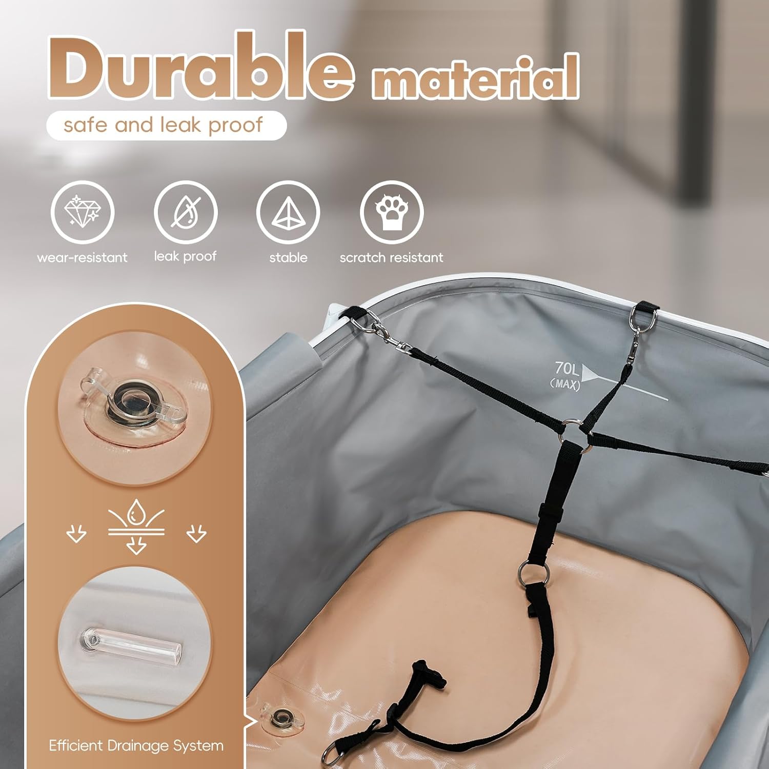 Portable Dog Bathtub, Elevatable Dog Washing Station for Bathing Shower and Grooming, Collapsible Dog Bath Tub for Small/Medium/Large Dogs, Cats & Other Pet (Puppy Bathtub)