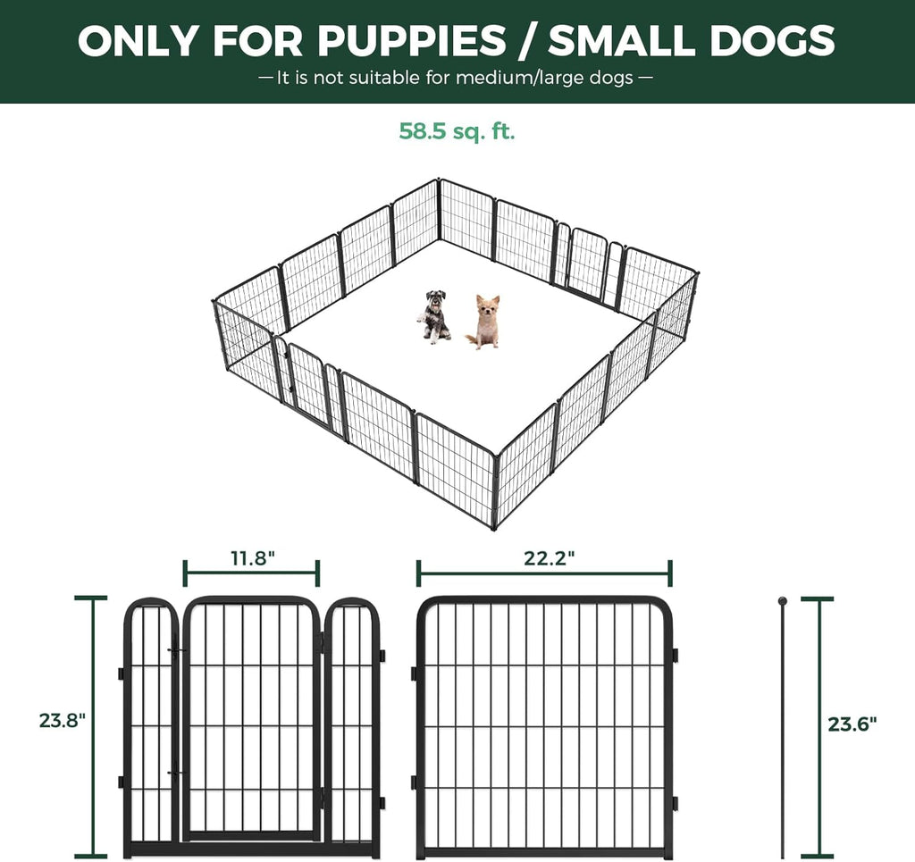 FXW Homeplus Unleashed Indoor Dog Playpen - Stress-Free and Safe Play, Heavy Duty 24 Inch 16 Wire Panels Dog Pen for Puppy and Small Dogs, Black│Patented