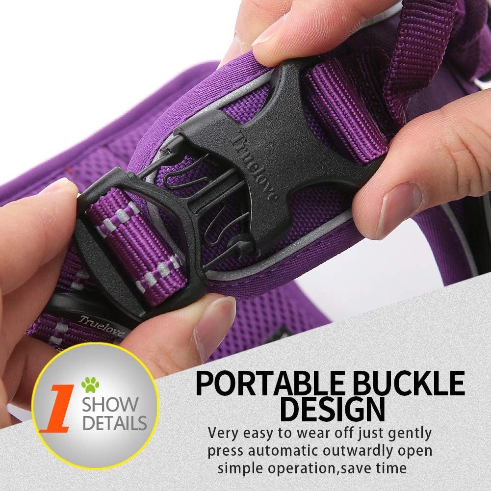 Truelove No Pull Dog Harness with Easy Control Handle and 2 Leash Attachments,Reflective Adjustable Pet Vest