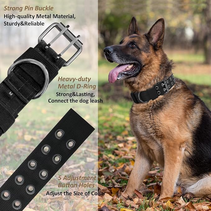 Tactical Dog Collar Military Adjustable Dog Collars Soft Nylon Training Collar - Image 2