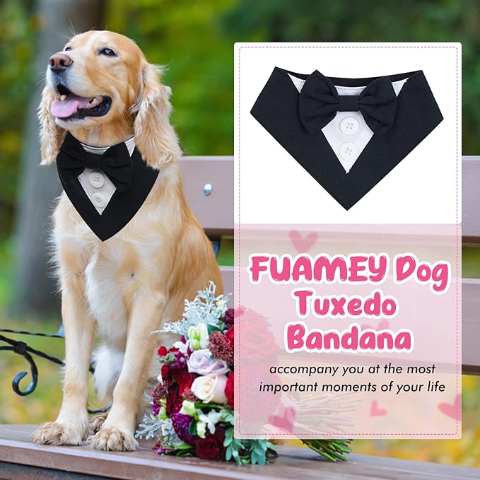 FUAMEY Dog Tuxedo for Medium Dogs, Dog Formal Suit Dogs Attire Pet Bow Tie - Image 6