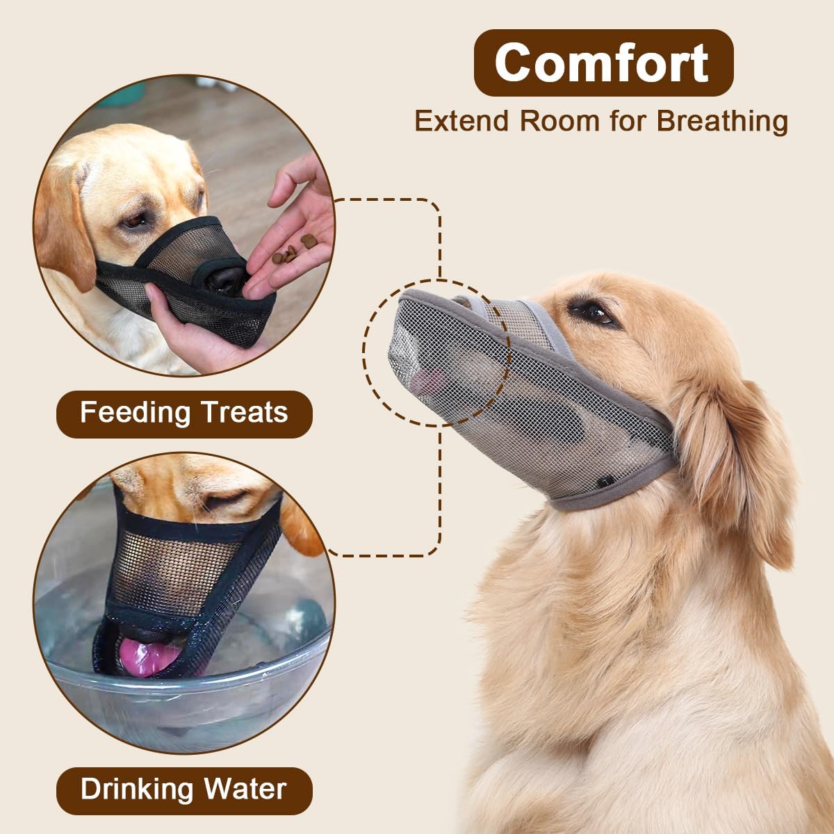 Crazy Felix Nylon Dog Muzzle for Small Medium Large Dogs Dachshund Beagle Poodle Labrador, Air Mesh Breathable and Drinkable Pet Mouth Guard for Anti-Biting Chewing Scavenging(XS, Grey)