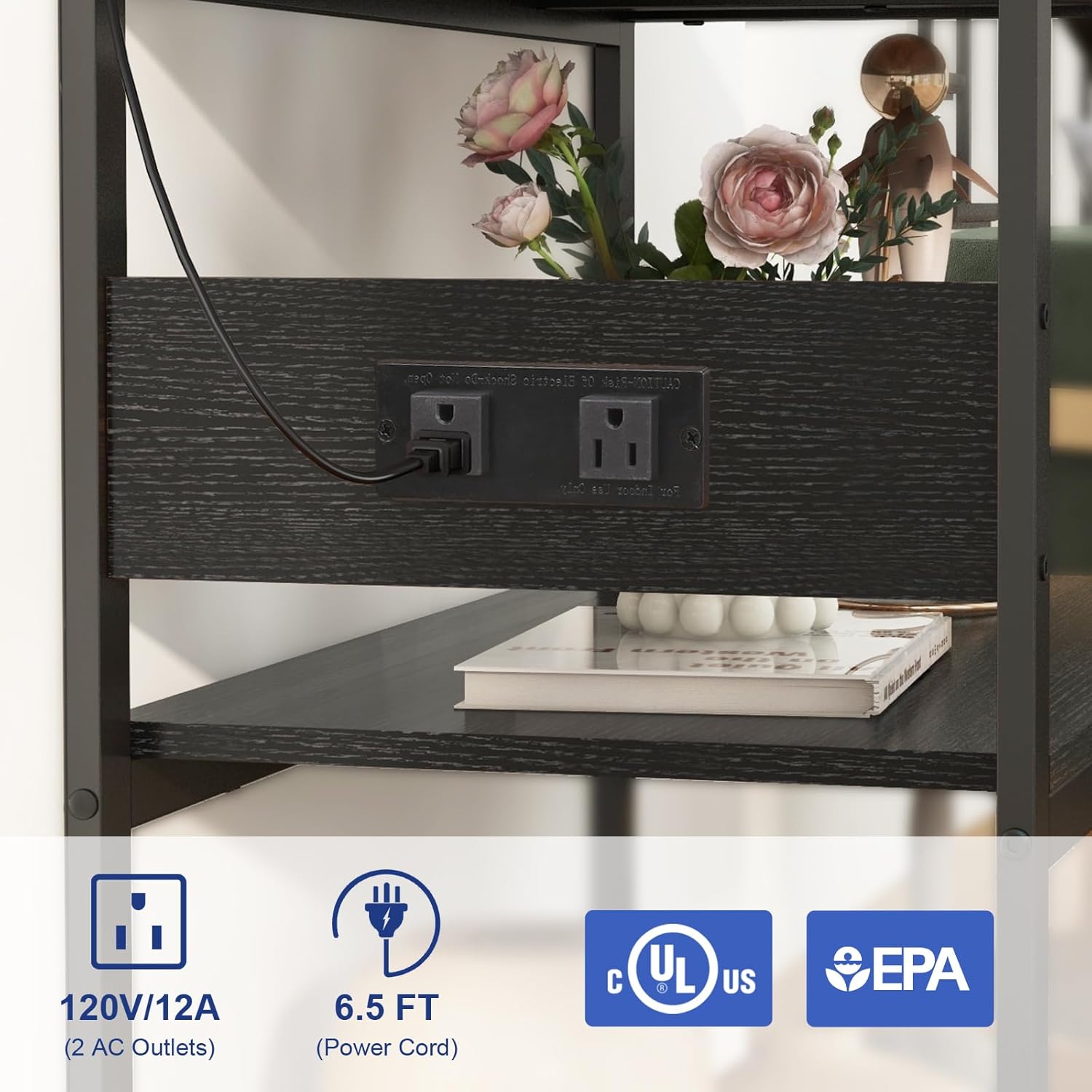 20-29 Gallon Fish Tank Stand with Power Outlets, 3-Tier Metal Aquarium Stand, Breeder Reptile Tank Stand with Shelf for Home Office, 660LBS Capacity, 29.5 x 15.8 x 30.1 inches, Black