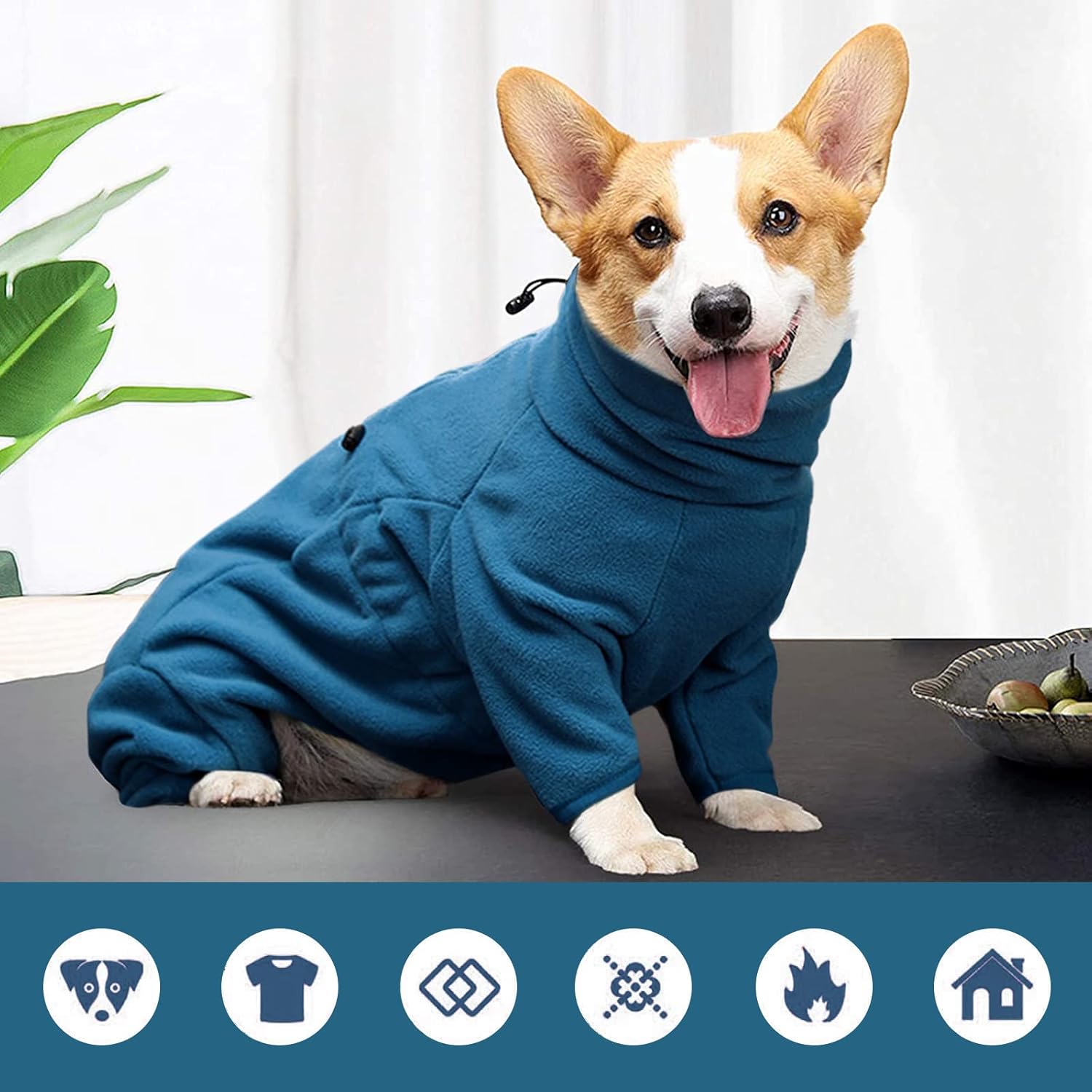 ROZKITCH Dog Fleece Sweater, Pet Windproof Warm Cold Weather Jacket Vest Cozy Jumpsuit Apparel Outfit Clothes for Small Medium Large Dog Walking Sleep 2XS