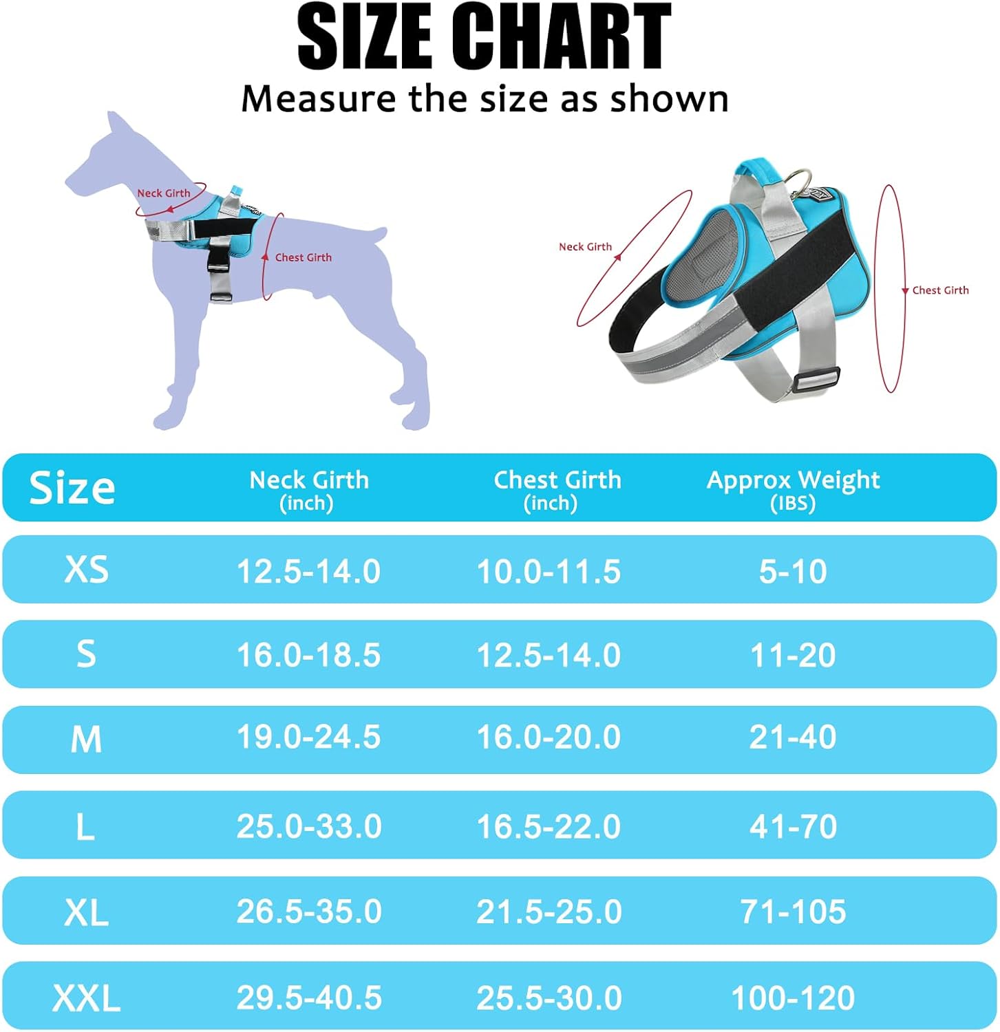 Bolux Dog Harness, No-Pull Reflective Dog Vest, Breathable Adjustable Pet Harness with Handle for Outdoor Walking - No More Pulling, Tugging or Choking (OceanicBlue, Medium (Pack of 1))