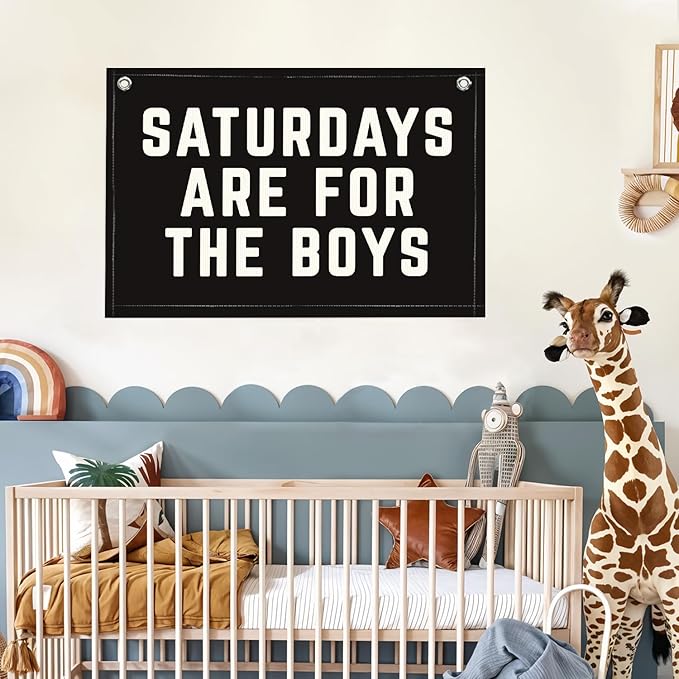 Lacama Boys Room Decor, Banner Flags for Bedroom, Linen Canvas Banner Wall Hanging Flag Decor for Boy Room Playroom Dorm