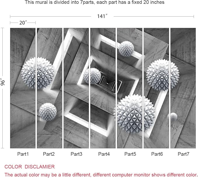 3D Wallpaper Modern Spherical Geometry Space Photo Murals Wallpaper for Living Room Bedroom(Not Peel n' Stick)