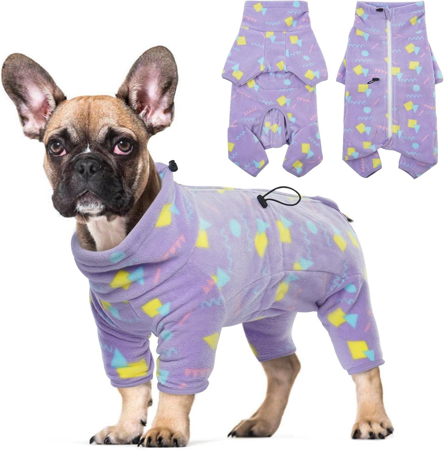 ROZKITCH Dog Fleece Jumpsuit Large, Pet Windproof Warm Cold Weather Jacket Vest with Luminous Zipper, Dog Halloween Costume Jumpsuit Apparel Outfit Clothes for Large Dogs Geometry 2XL