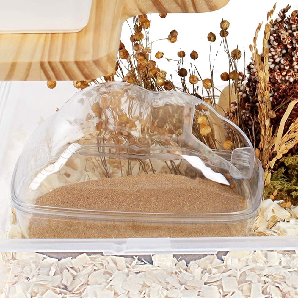 BUCATSTATE Hamster Sand Bath Container Large Hamster Toilet with Scoop Set Dust Bust Accessories for Small Animals (Transparent, Medium)