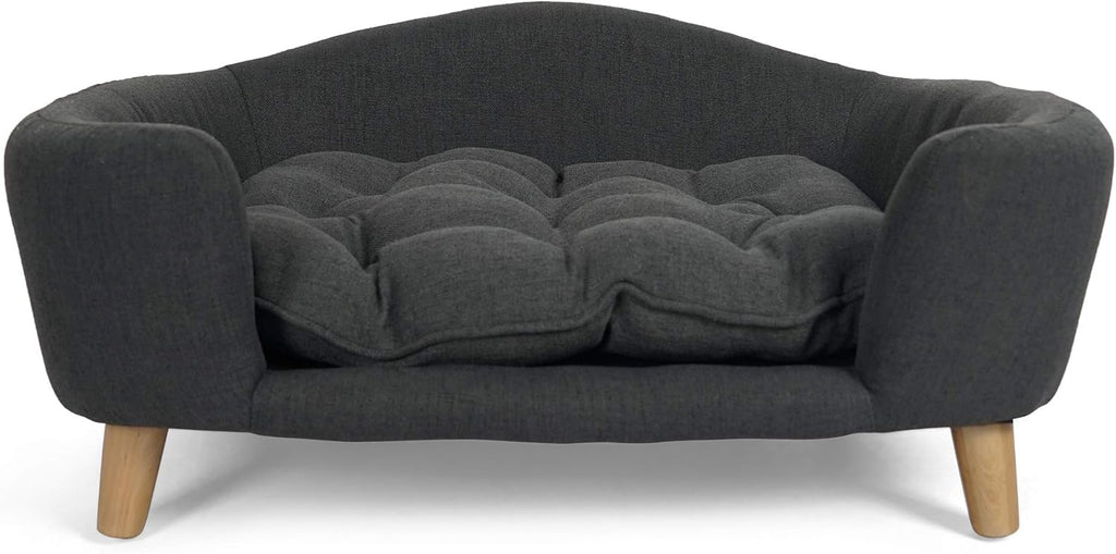 Christopher Knight Home Elroy Orthopedic Dog Bed, Elevated Dog Sofa Bed for Small Dog, Supportive Foam Pet Couch Bed with Wooden Legs, Modern Pet Sofa Bed, Dark Gray