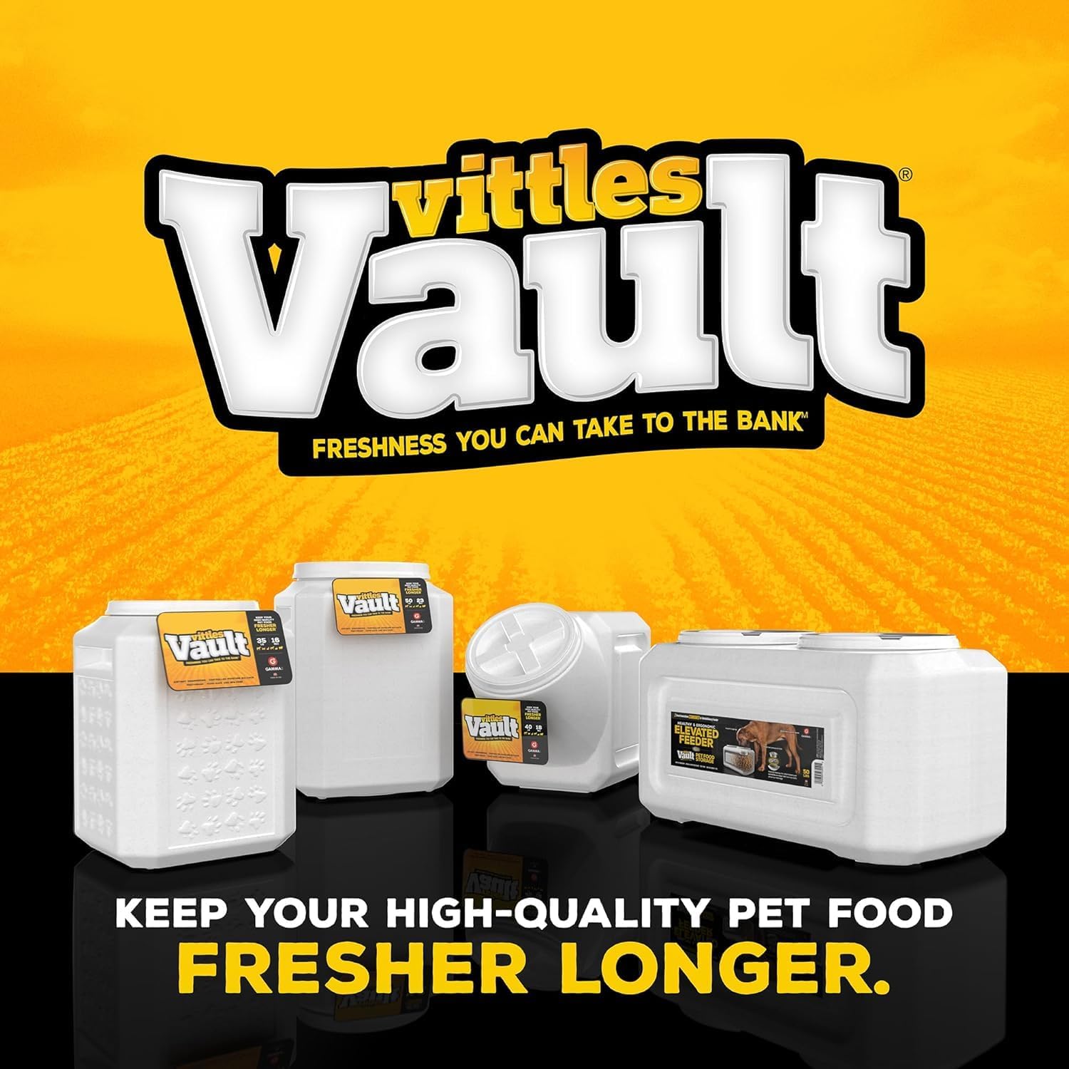 Gamma2 Vittles Vault Stackable Dog Food Storage Container with Sealing Lid, Up to 60 lbs Dry Pet Food Storage Container, USA-Made - [14.5" L x 19" H]
