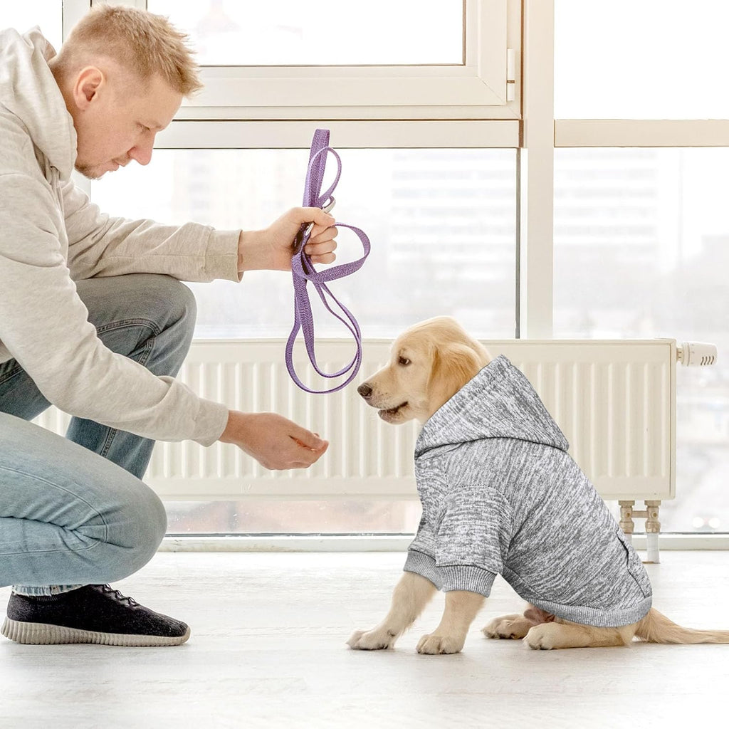 Dog Sweaters for Small Dogs Hoodie Fleece Dog Sweater Soft Clothes Sweatshirt with Pocket Hoodie for Small Dogs Puppy(Grey&S)