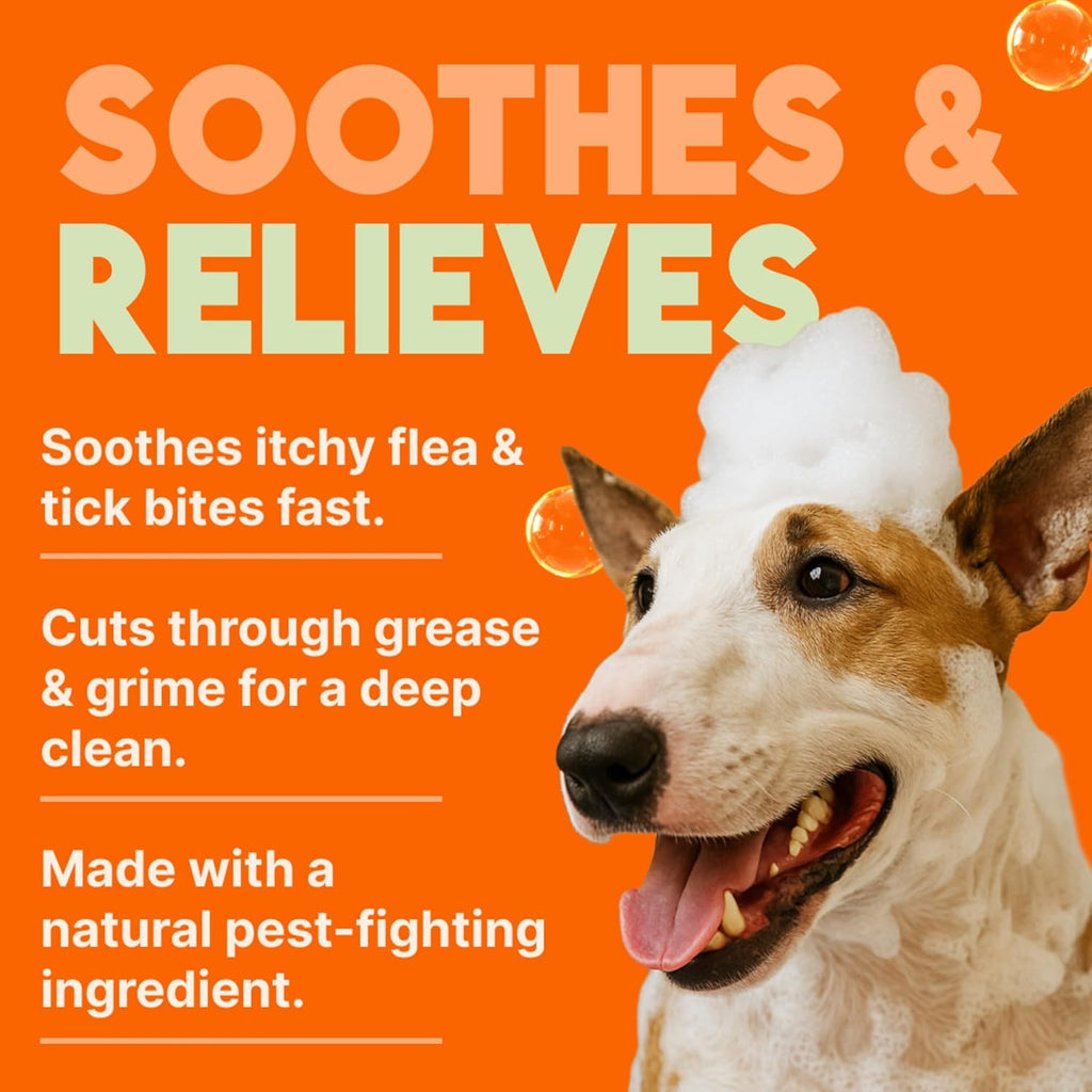 TropiClean Citrus Flea & Tick Shampoo for Dogs, Soothing Bite Relief, Fresh Citrus Scent, Made in the USA, 20oz.