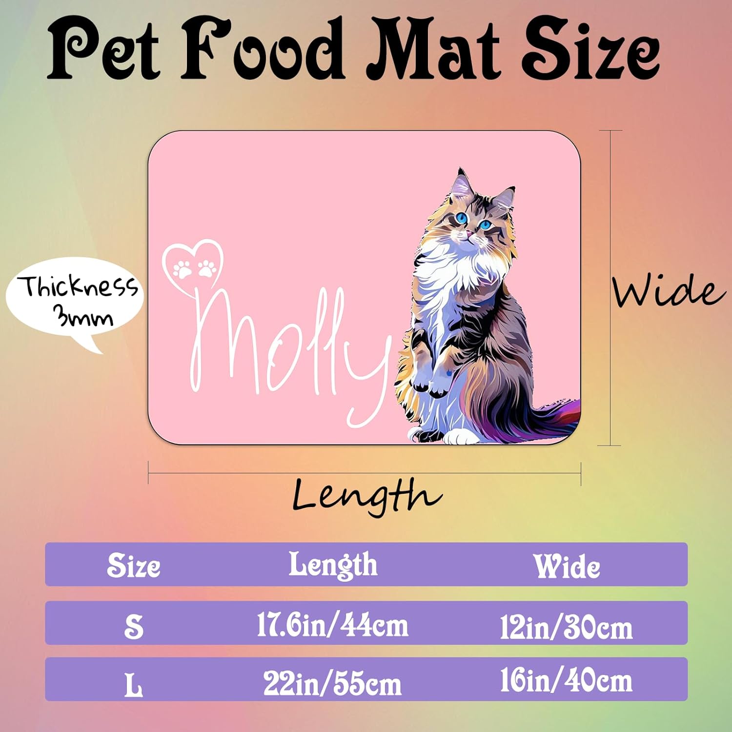 Personalized Dog Cat Feeding Mat Custom Pet Food Mat Waterproof Non-Slip Customized Puppy Name Photo Placemat Dish Rug Floor Protector Gifts for Pets Lover Pattern 4