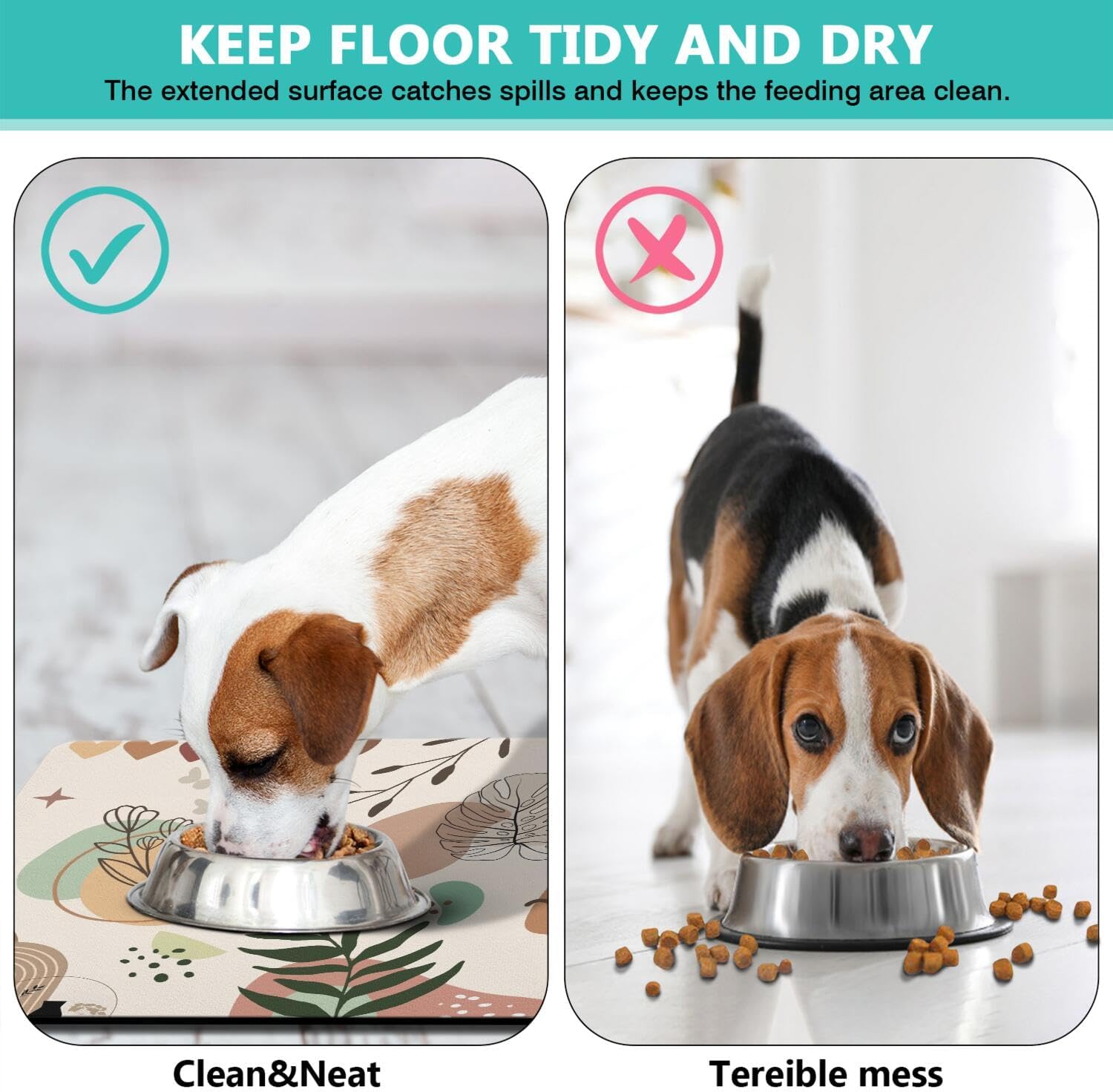 Pet Feeding Mat for Floors Waterproof Dog Mat for Food and Water Absorbent Quick Dry Non Slip mat for Cat Bowls