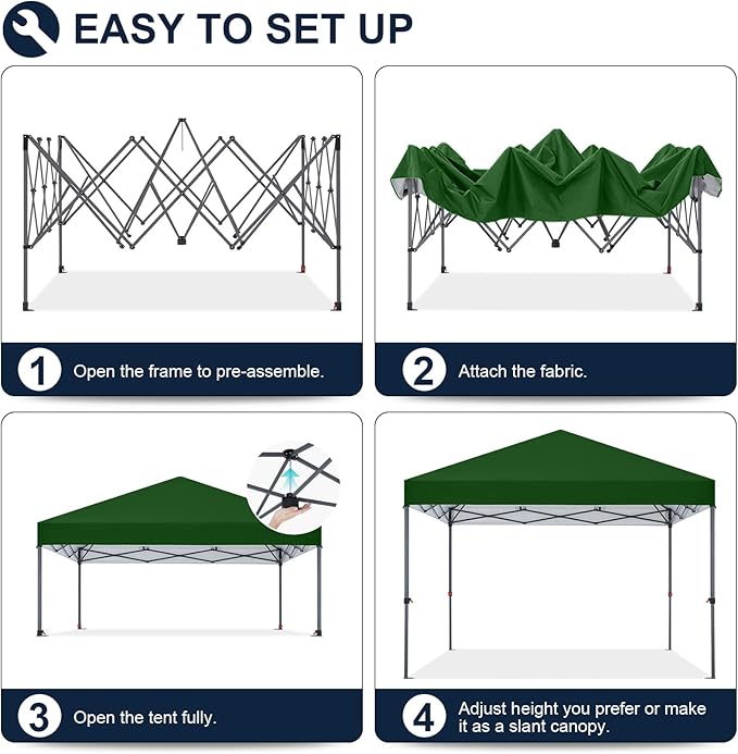 COOSHADE Durable Easy Pop Up Canopy Tent 10x10Ft, Olive Green