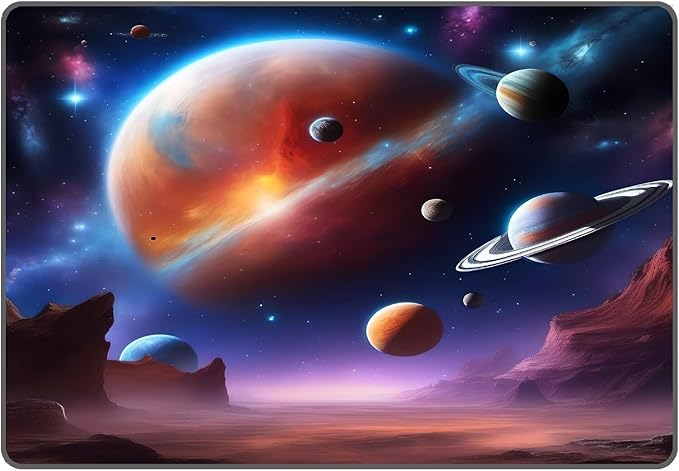 Galaxy Rug for Boys Room Rugs Planet Carpet Alien Desert Printed Throw Rugs for Kids Teens Doormat Bedroom Living Room,31 in X 47 in