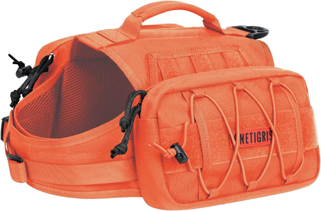 ONETIGRIS Dog Backpack MAMMOTH for Medium & Large Dogs, Nylon Backpack for Dogs Tactical Pet Backpack with Side Pockets for Hiking Walking Training Running