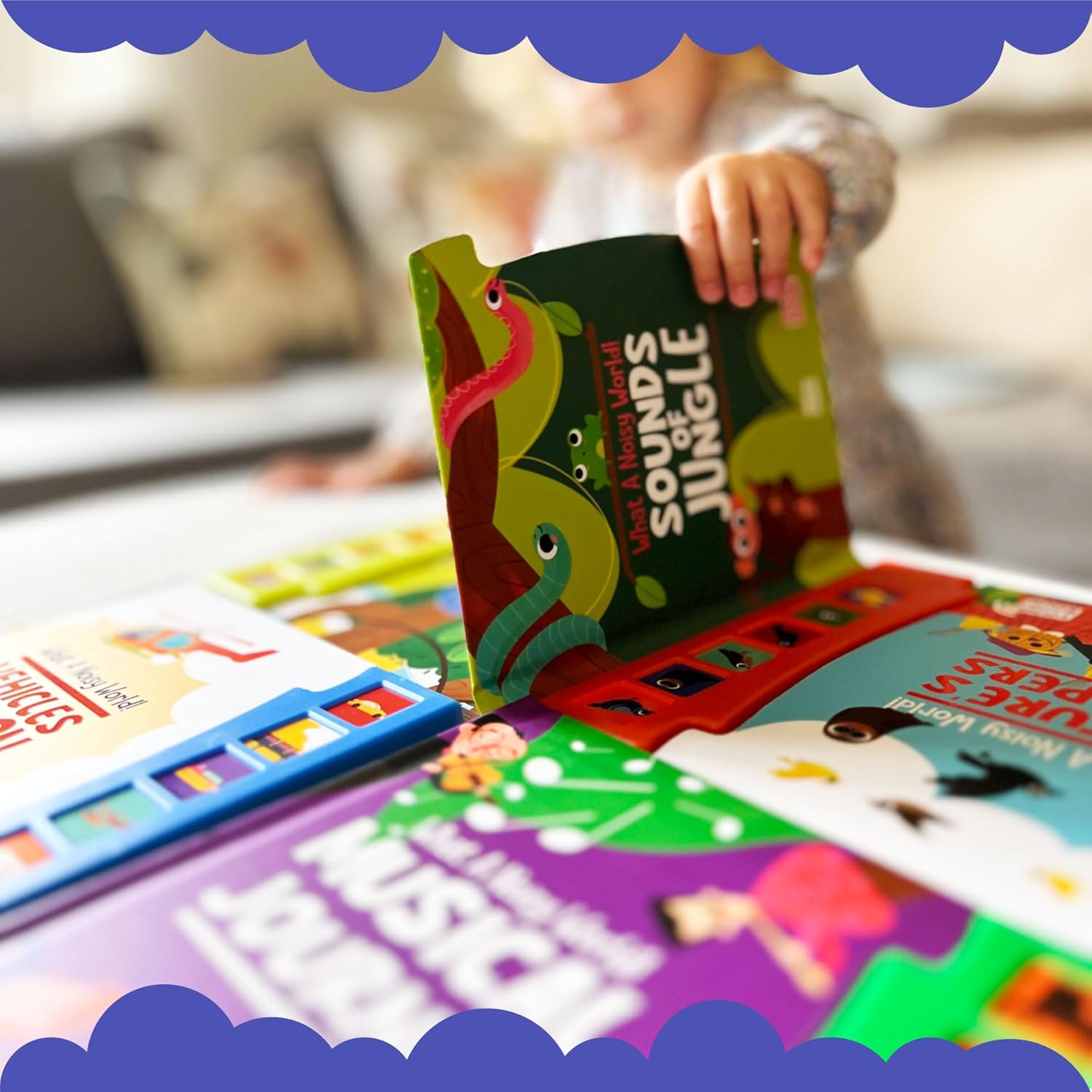 What A Noisy World - Sounds of Jungle - Auditory Interactive Books - Musical Toys for Toddlers 3-5 - Musical Book for Toddlers with 6 Different Sounds - Screen-Free Birthday Gifts