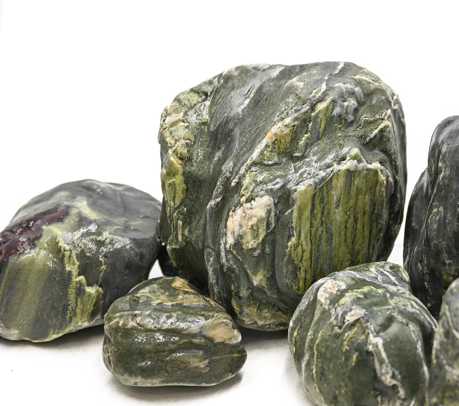 Aquarium Stone Green River Rock 40LB Rocks aquascaping Fish Tank Decor Rocks for Aquariums Fairy Gardens Model Railroads Dioramas Wargaming Mosaic Art（4-10inch / 7PCS）