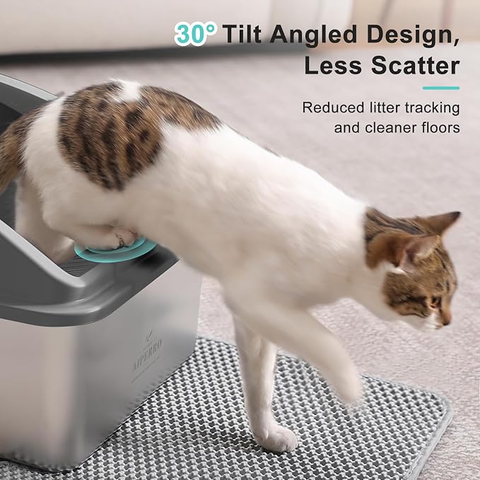 AIPERRO Stainless Steel Litter Box | XXL Deepened 8" Design Enclosed Box - Image 4