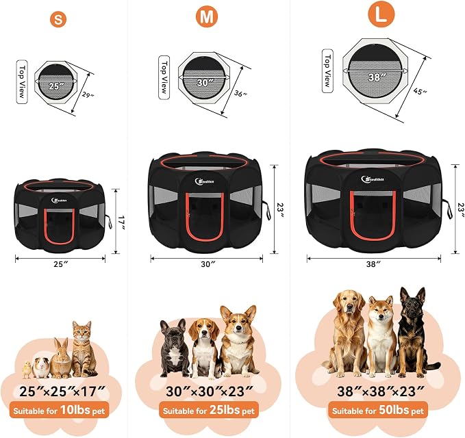 Siedihit Black Dog Cat Playpen, Puppy Pet Playpen Indoor - Image 2