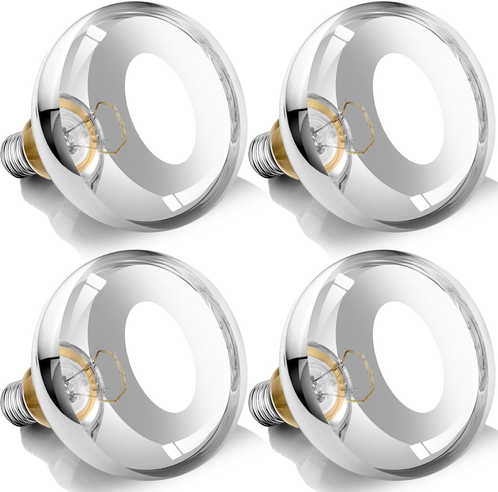 250W Heat Lamp Bulbs, 8000 Hours Rated, R40 Bathroom Shower Incandescent Light Bulb, Infrared Heating for Chickens, Reptiles, Pets, Food, E26 Base, 4 Pack