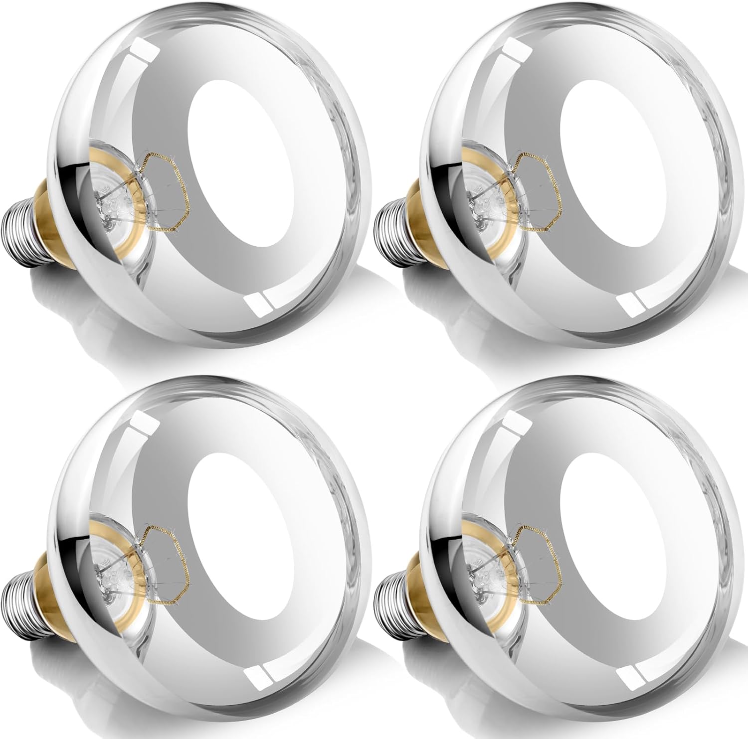 250W Heat Lamp Bulbs, 8000 Hours Rated, R40 Bathroom Shower Incandescent Light Bulb, Infrared Heating for Chickens, Reptiles, Pets, Food, E26 Base, 4 Pack