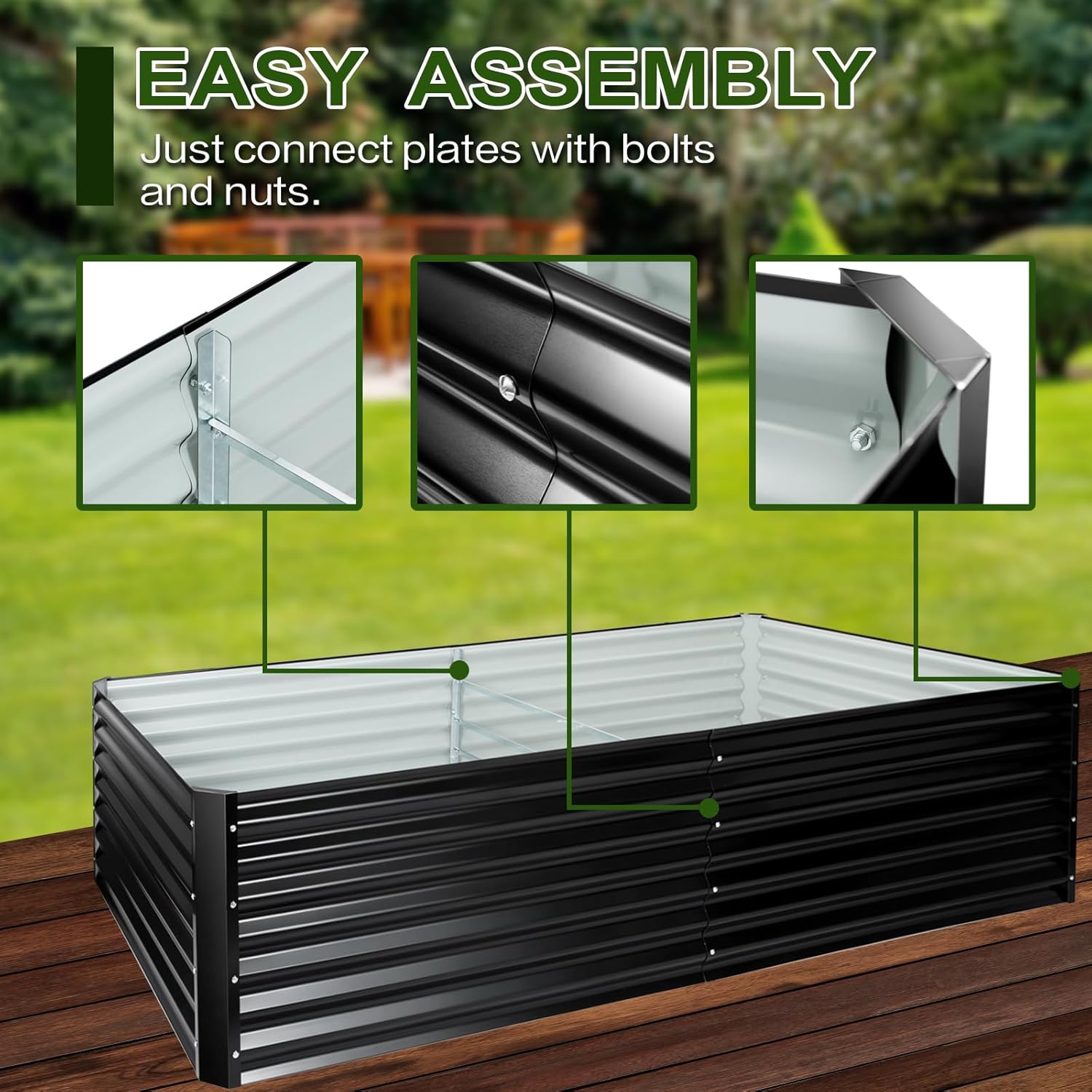 EDOSTORY Metal Raised Bed Garden Bed Kit, 8x4x2ft Tall Galvanized Planter Raised Garden Boxes Outdoor, Large Metal Raised Garden Beds for Flowers, Vegetables, Herbs