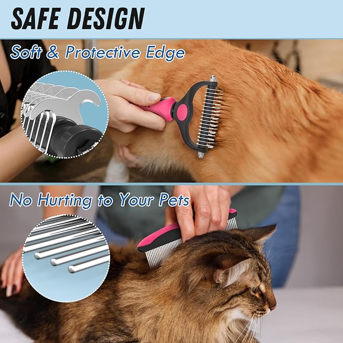 Docrok Pet Grooming Brush & Comb Combo, Cat & Dog Brush - Image 4