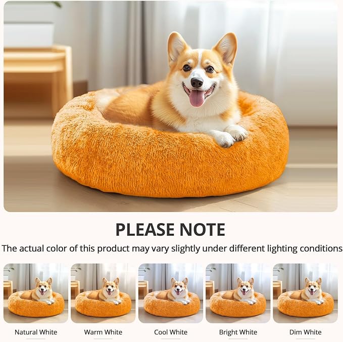 JOLLYVOGUE Calming Dog Bed Medium Size Dog, 31in Donut Washable Medium Pet Bed - Image 8