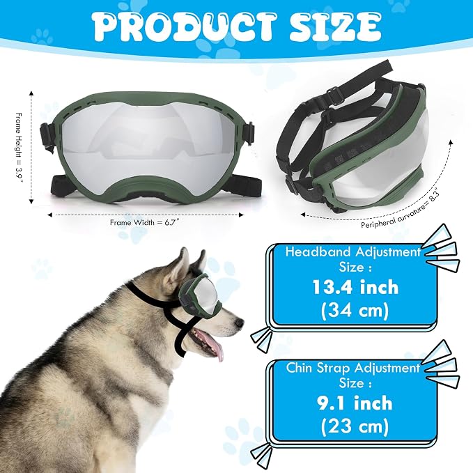 Dog Goggles for Large Dogs, UV Wind Dust Fog Protection, Soft Frame Adjustable - Image 3