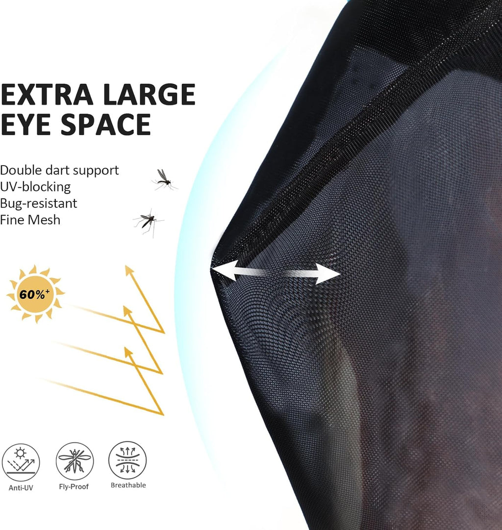 Harrison Howard Pro Luminous Horse Half Face Fly Mask Large Eye Space with Ears UV Protection for Horse Coral Orange XL