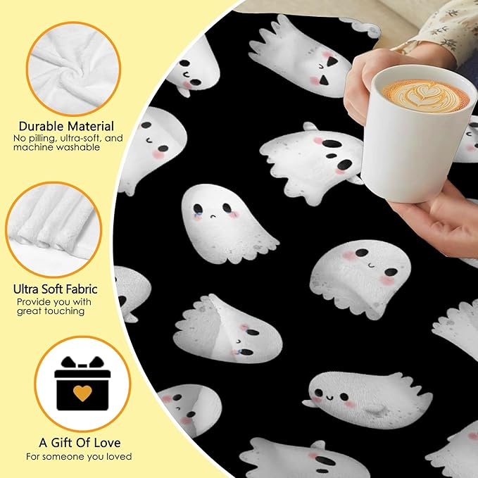 Cute Ghost Blanket for Boys Girls - Halloween Decor for Couch/Bed/Living Room - Ultra Soft Blanket Home Decor for All Seasons - 60"x80"-Adults/Twin Size