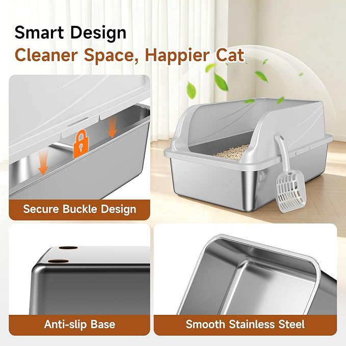 XL Stainless Steel Cat Litter Box - Image 4