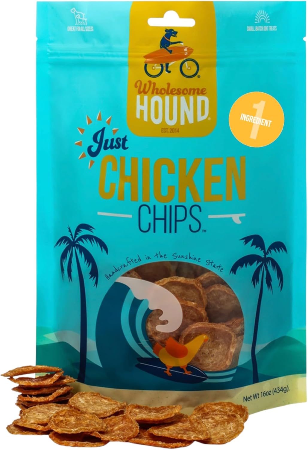 Chicken Chips – Single Ingredient Dog Treats, All Natural & Healthy Training Snacks for Small, Medium & Large Breeds, Puppies – High Protein, Made in USA 16oz
