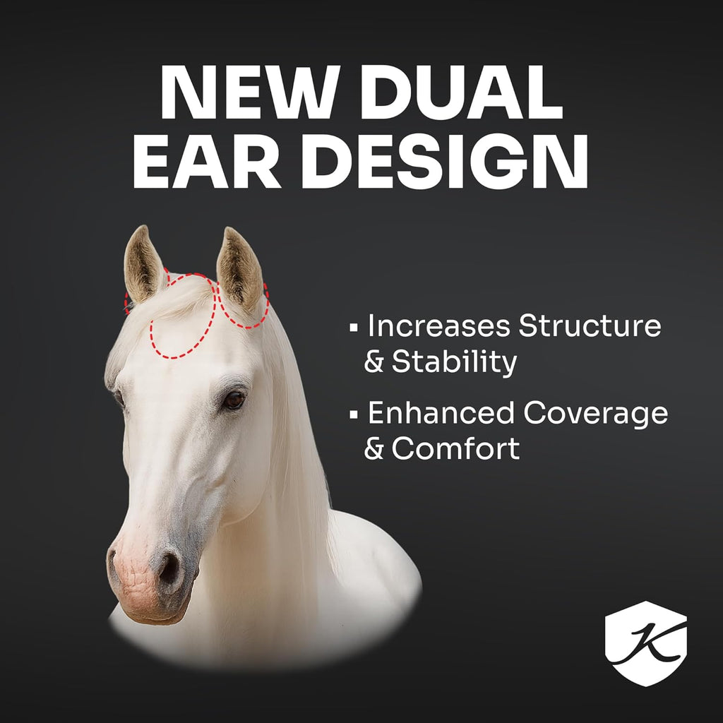 Kensington 90% UV Fly Mask Halter CatchMask UViator - Without Ears & Forelock Freedom Web Trim *Roomy Fit*- X-Large, Imperial Jade