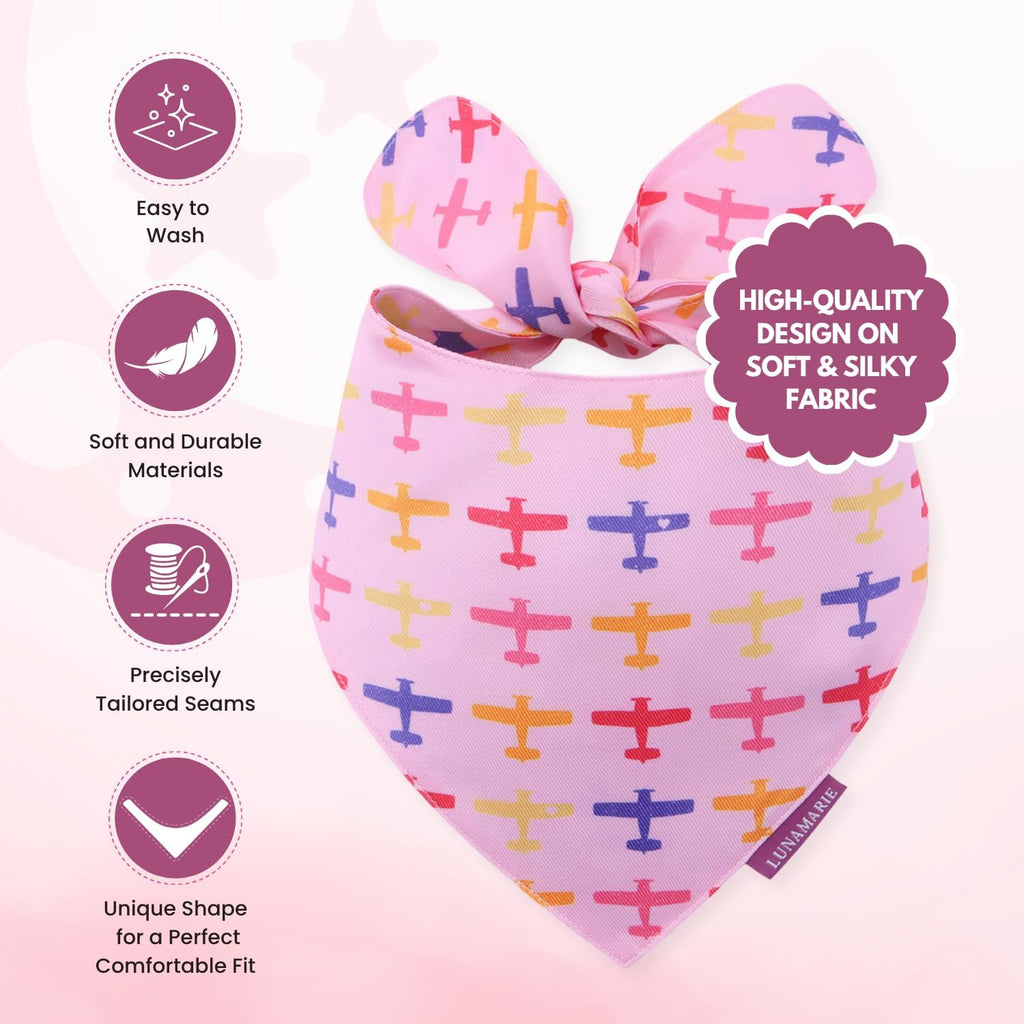 LunaMarie - Luxury Pet Birthday Bandanas -Premium & Silky Poly Fabric | 100% Handmade | Custom Shape Dual Layered (Aviator Glam, Small)