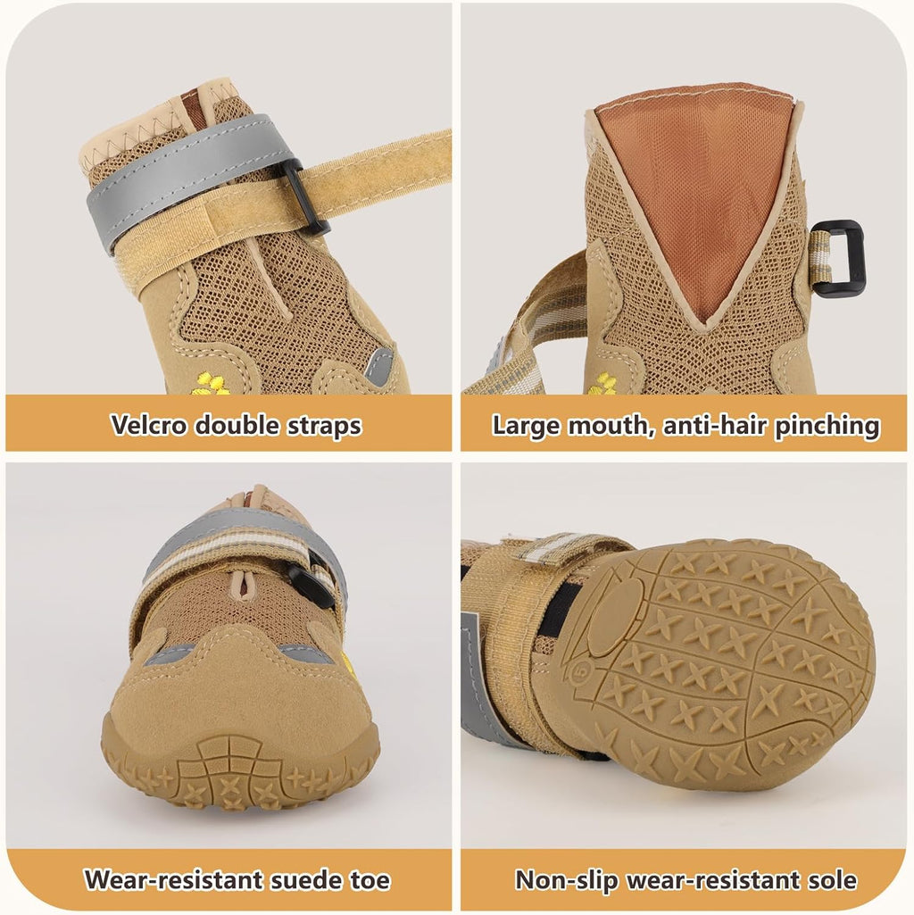 Dog Shoes for Large Medium Small Dog, Mesh Breathable Dog Shoes for Hot Pavement, Anti-Slip Dogs Boots Paw Protectors with Reflective for Outdoor Walking Indoor Hardfloors (Size 3)