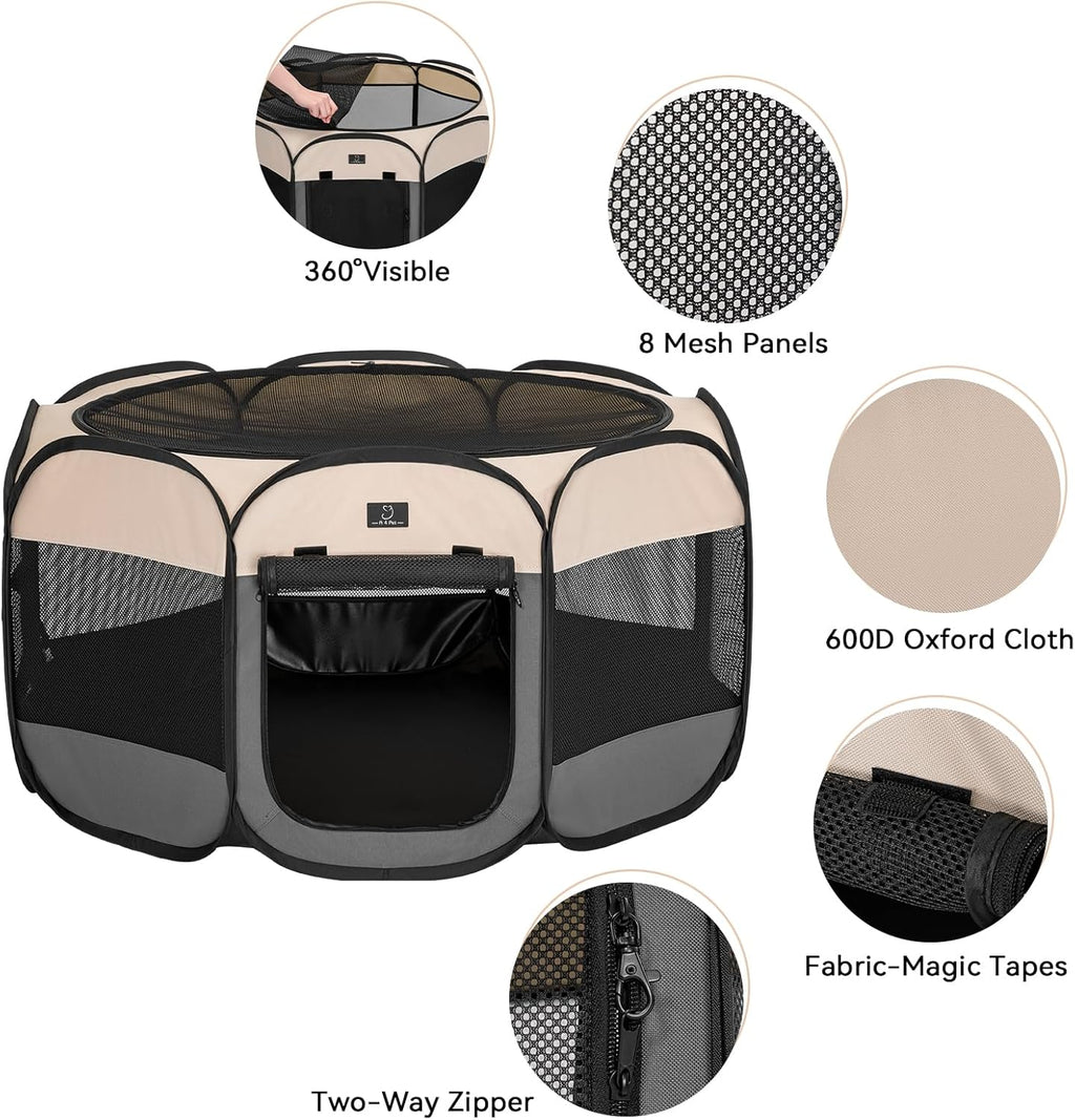 A4Pet Portable Kitten Playpen for Cats, 27" Foldable Pet Playpen for Puppy/Cat/Rabbit/Chick, with Removable Zipper Top & Mesh Panel(11”W × 7.5”H)