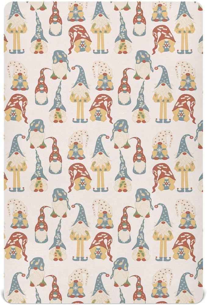Colorful Gnomes Crib Sheets Soft Breathable Fitted Baby Crib Sheets Mattress Cover for Girl Boys, 52" x 28" x 9"