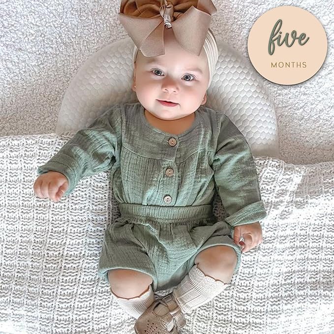 Monthly Baby Milestone Maker Discs, Baby Milestone Signs for Newborn Baby, Hello World Newborn Sign for Baby Girl & Boy, Baby Announcement Sign for 1-12 Month, Milestone Wooden Circles (Sage)