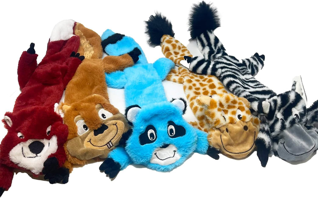 Jalousie 5 Pack Stuffingless Dog Squeaky Toys Dog Toy w/Durable Liner No Stuffing Dog Toy - Dog Toys Crinkle Paper Squeaker Toy for Medium Large Dogs (5 Pack - Large - Premium Furrrr)