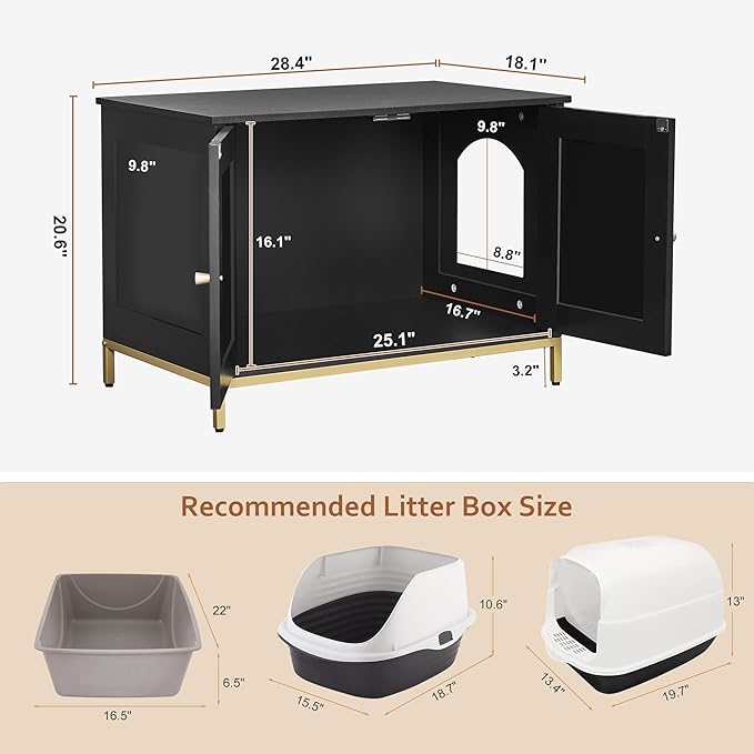 Homhedy Cat Litter Box Enclosure, Cat Washroom Furniture - Image 3