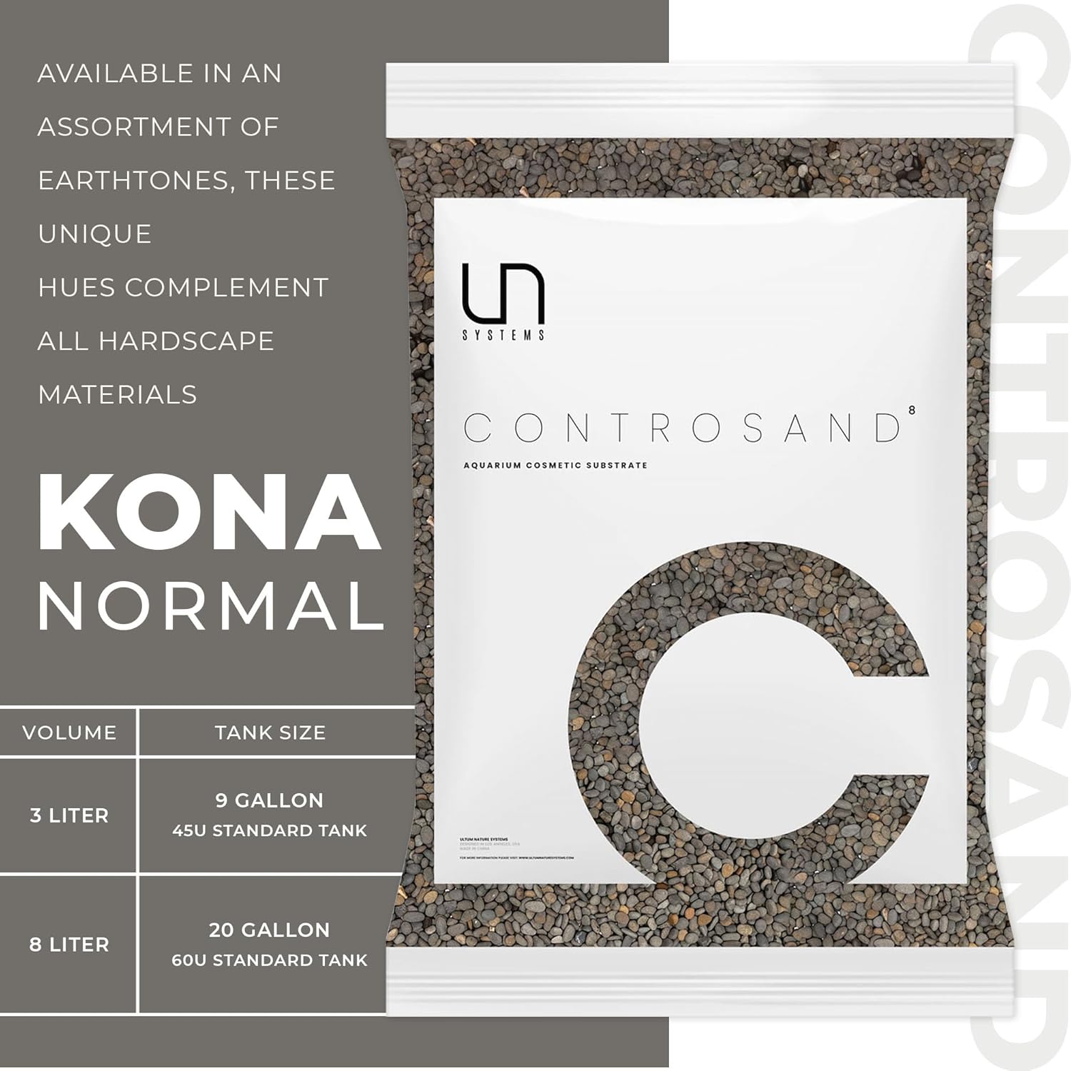 Ultum Nature Systems Controsand Kona Aquarium Sand - Freshwater Tank Substrate for Live Shrimp & Planted Aquariums - Versatile 3L