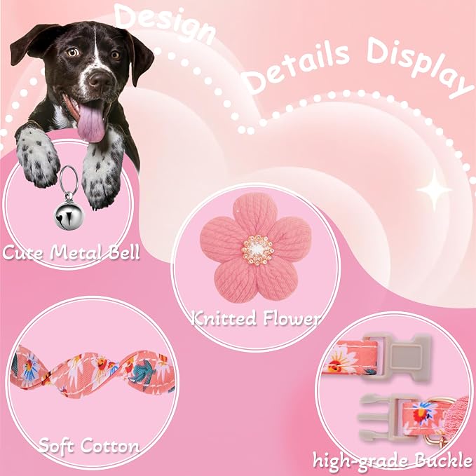 Small Dog Collar with Flower, Puppy Collar - Image 2