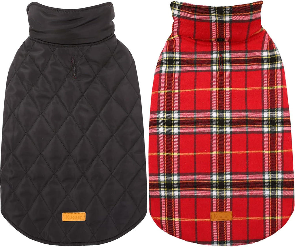 Kuoser Warm Dog Coat, Waterproof Dog Coats for X-Small Dogs, Adjustable Durable Doggie Winter Jacket Reversible Cozy Puppy Cold Weather Apparel from Small to Large Breed, Bright Red XS