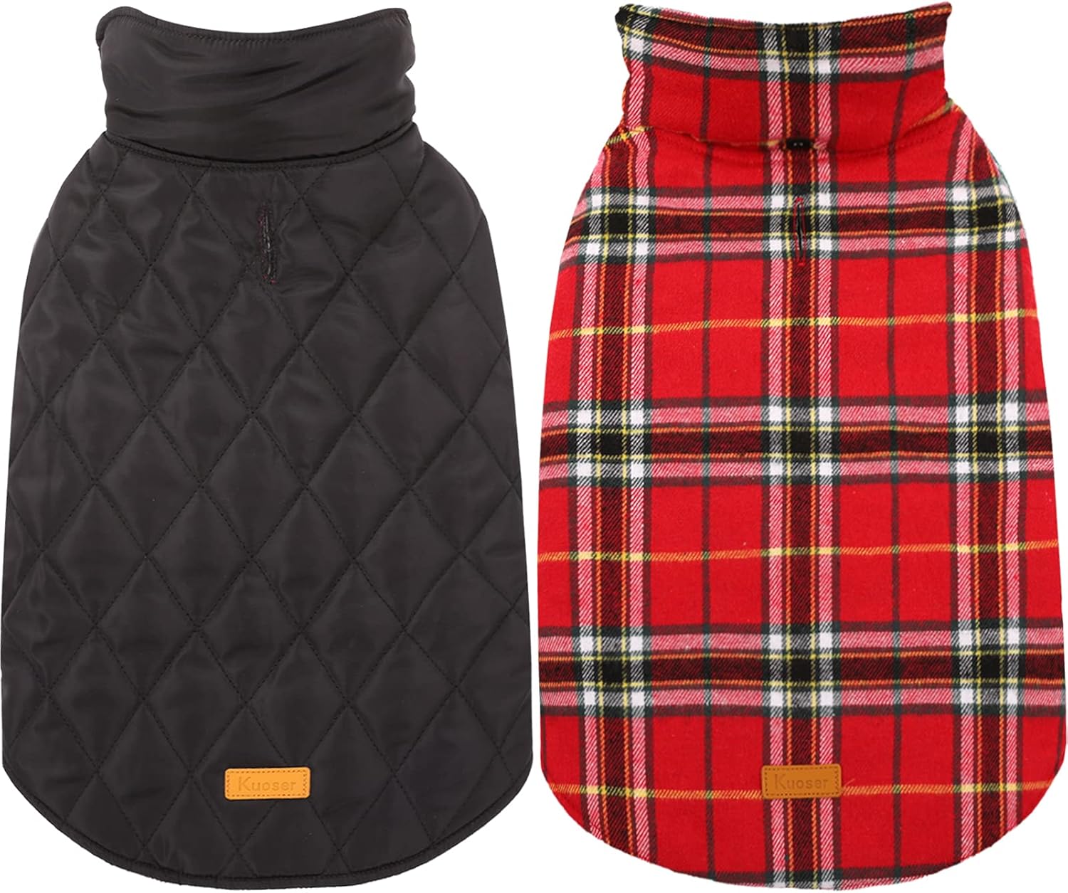 Kuoser Waterproof Dog Coat, Reversible Dog Jacket for Medium Dogs, Adjustable Durable Doggie Winter Coat Warm Puppy Cold Weather Apparel from Small to Large Breed, Bright Red M