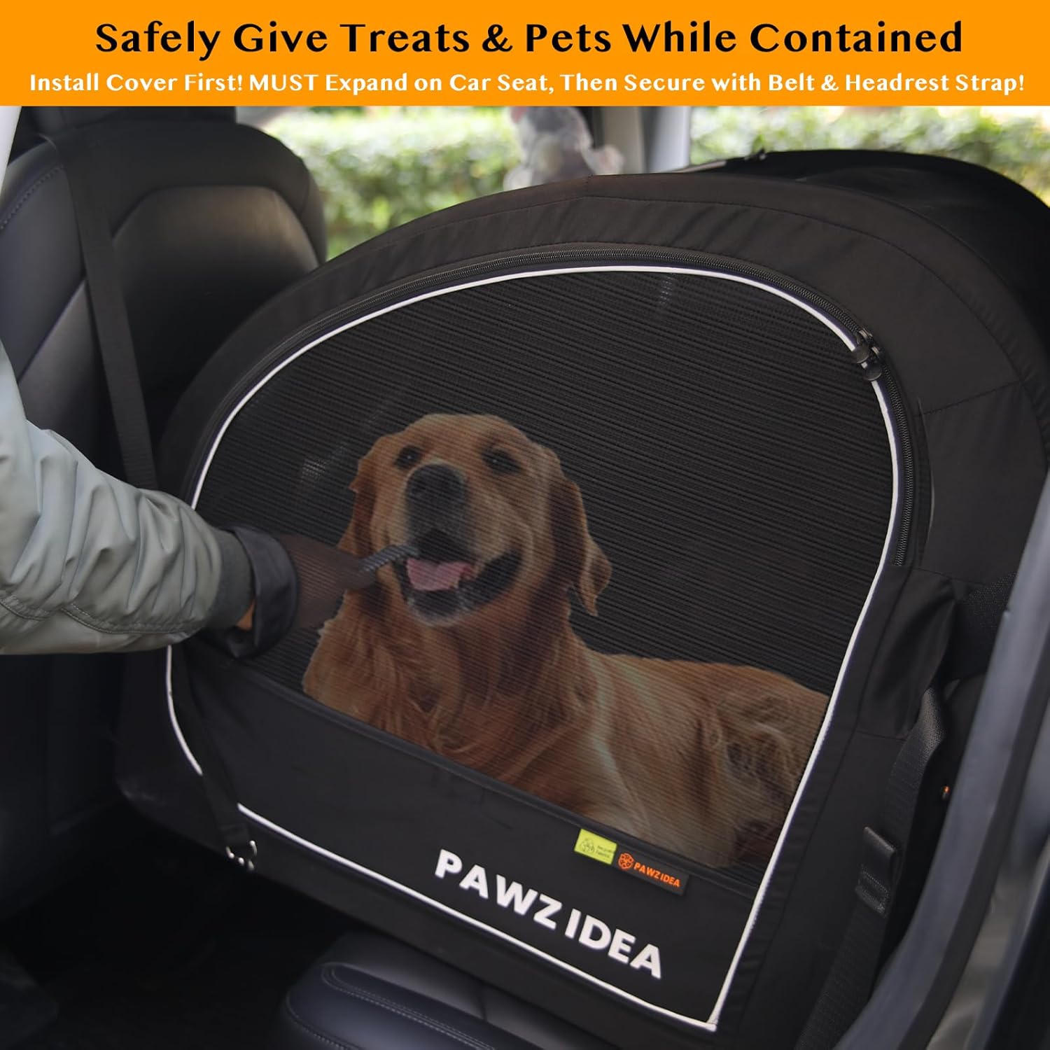 PAWZIDEA Dog Stroller for Large Dogs, Pet Stroller with Detachable Carrier for Portable Dog Crate for Car Seat, Foldable Dogs Jogger Strollers, All Terrain 9” Wheels, Adjustable Handle, Storage Bag